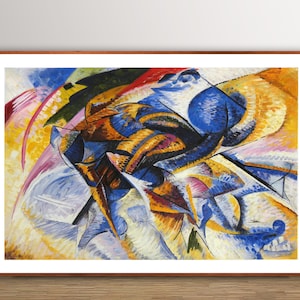 Dynamism of a Cyclist by Umberto Boccioni, Fine Art Print, Expressionist Wall Art, Colorful Wall Décor, Abstract Painting, Modern Artwork