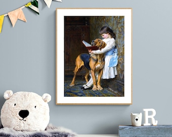 ジョシュア・レイノルズ作「少女と犬」（1780年）キャンバス