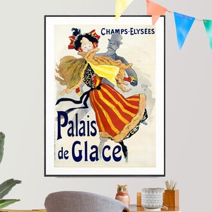 Palais de Glace by Jules Cheret Vintage Entertainment Poster -  Poster Paper or Canvas Print / Gift Idea / Christmas Gift