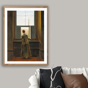 Donna alla finestra di Caspar David Friedrich Fine Art Print - Carta per poster o stampa su tela / Idea regalo / Decorazione da parete