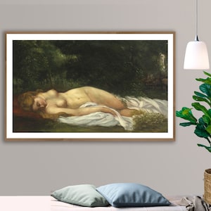Donna sdraiata di Gustave Courbet Fine Art Print - Carta per poster o stampa su tela / Idea regalo / Decorazione da parete