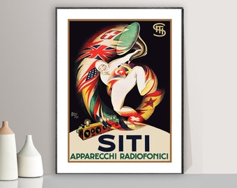 Vintage Radio Poster: Siti Apparecchi Art Deco Print