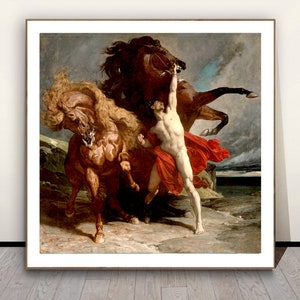 Automedon with the Horses of Achilles by Henri Regnault Fine Art Print -  Decorative Art, Mythological Painting, Romanticism Art