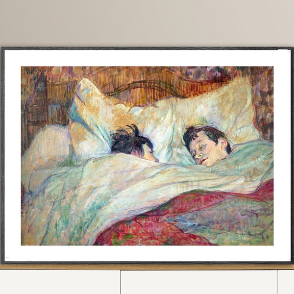 Au lit par Henri de Toulouse Lautrec Fine Art Print - Papier affiche ou impression sur toile / Idée cadeau / Décoration murale