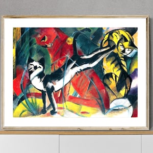 Tre gatti di Franz Marc Fine Art Print - Carta per poster, stampa su tela / decorazione da parete