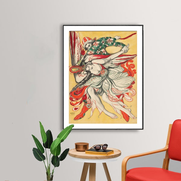 Firebird by Leon Bakst Fine Art Print, Costume Design, Colorful Wall Décor, Ballet Artwork, Art Nouveau Painting, Russian Wall Art