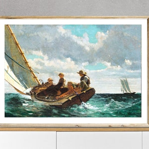 Breezing Up (A Fair Wind) by Winslow Homer, Fine Art Print, Boat Lover Gift, Nautical Wall Art, Seascpae Painting, Ocean Wall Décor