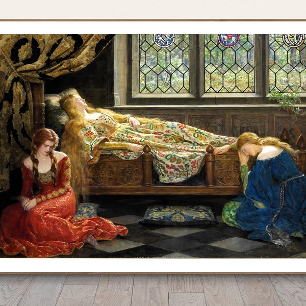 The Sleeping Beauty by John Collier  Fine Art Print- Poster Paper, Canvas Print / Gift Idea