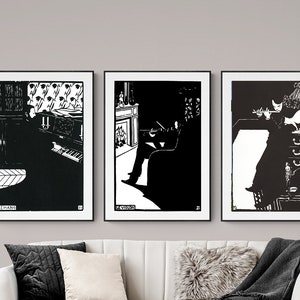 Colección de instrumentos de Felix Vallotton, juego de 3, láminas artísticas - Láminas de instrumentos, láminas musicales, arte mural en blanco y negro