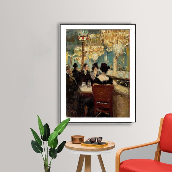 Galerie im Café Vaterland am Potsdamer Platz, Berlin by Lesser Ury, Fine Art Print, Impressionist Poster, Vintage Gemälde, Posh Wanddekor