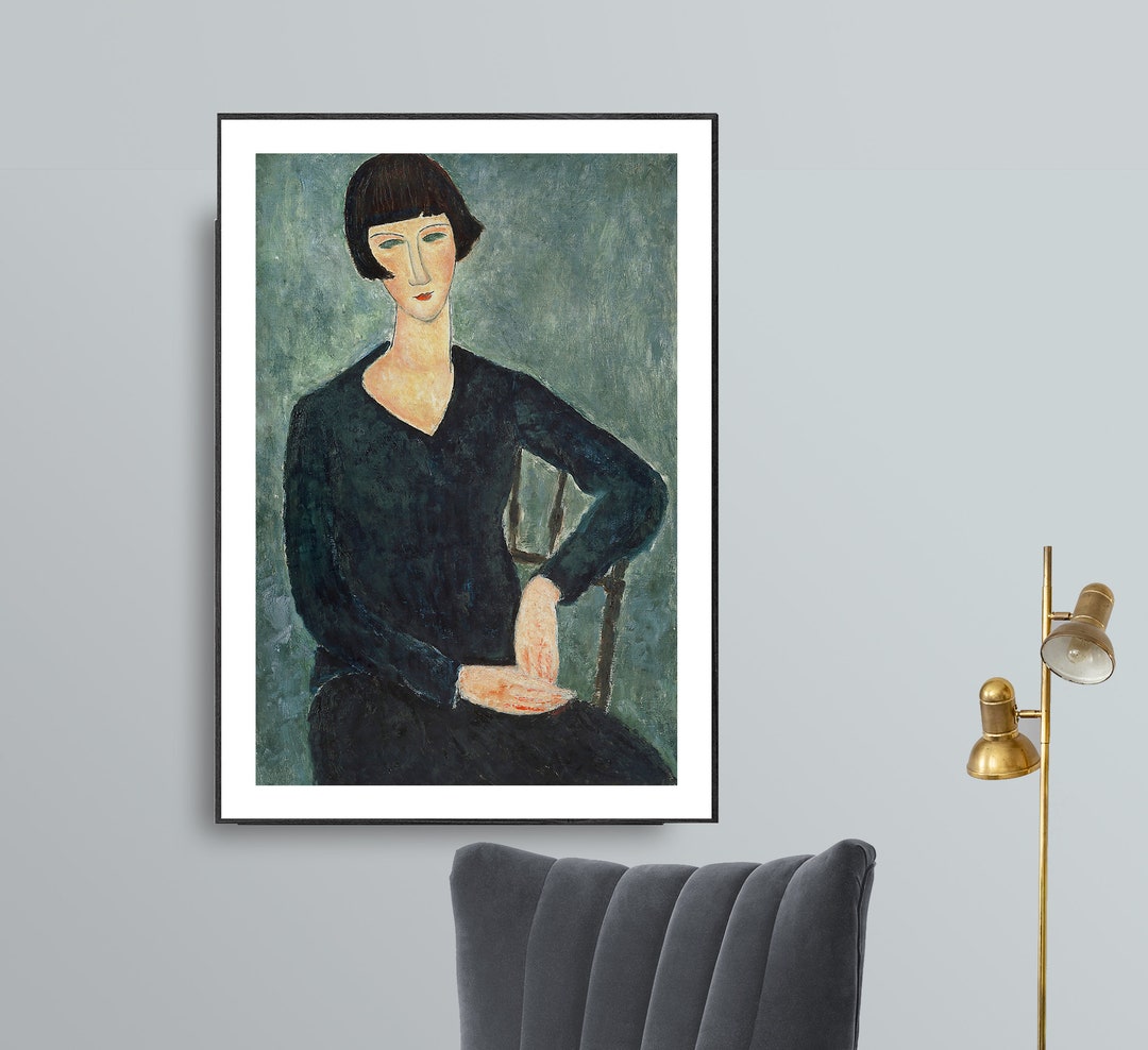 Seated Woman in Blue Dress by Amedeo Modigliani Fine Art Print - Etsy