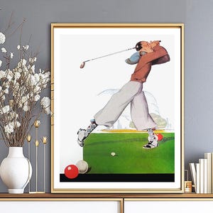 Golf Player by Rene Vincent, Vintage Poster, Retro Wall Art, Sports Painting, Fashion Artwork, Figurative Décor, Entertainment Poster