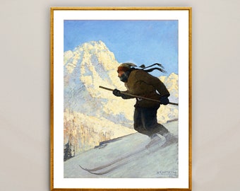 The Skier by  Newell Convers Wyeth Fine Art Print - Poster Paper or Canvas Print / Gift Idea / Wall Decor