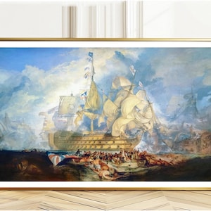 The Battle of Trafalgar by  Joseph Mallord William Turner  Fine Art Print - Historical Painting / Gift Idea / Wall Decor