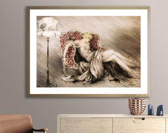 Meditation by Louis Icart  Fine Art Print - Poster Paper or Canvas Print / Gift Idea / Wall Decor