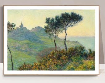 Monet Print: The Church of Varengeville, Setting Sun - Fine Art Reproduction