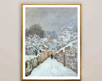 シスレー「ルーヴシエンヌの雪」版画：印象派の冬景色 - Etsy 日本
