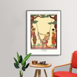 L&#39;Ete by George Barbier, Fine Art Print, Vintage Poster, Woman Wall Art, Summer Artwork, Figurative Décor, Art Nouveau Poster