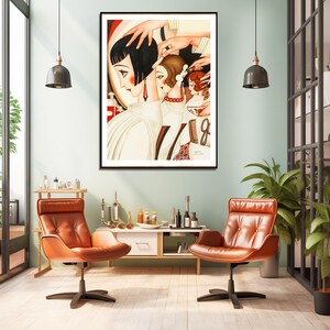Gerda Wegener Art Deco Print: Women at Hair Salon, Figurative Artwork image 4