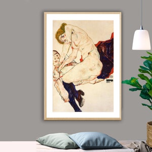 Un uomo e una donna di Egon Schiele Fine Art Print - Carta per poster o stampa su tela / Idea regalo / Decorazione da parete