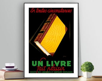 Vintage Book Poster: French Wall Art Print