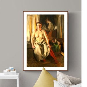 Calze rosse di Anders Zorn Fine Art Print - Carta per poster o stampa su tela / Idea regalo / Decorazione da parete