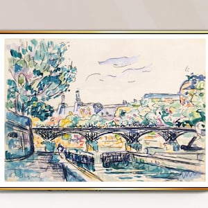 The Banks of the Seine Near the Pont des Arts with a View of the Louvre, 1920 by Paul Signac Fine Art Print - Cityscape Art