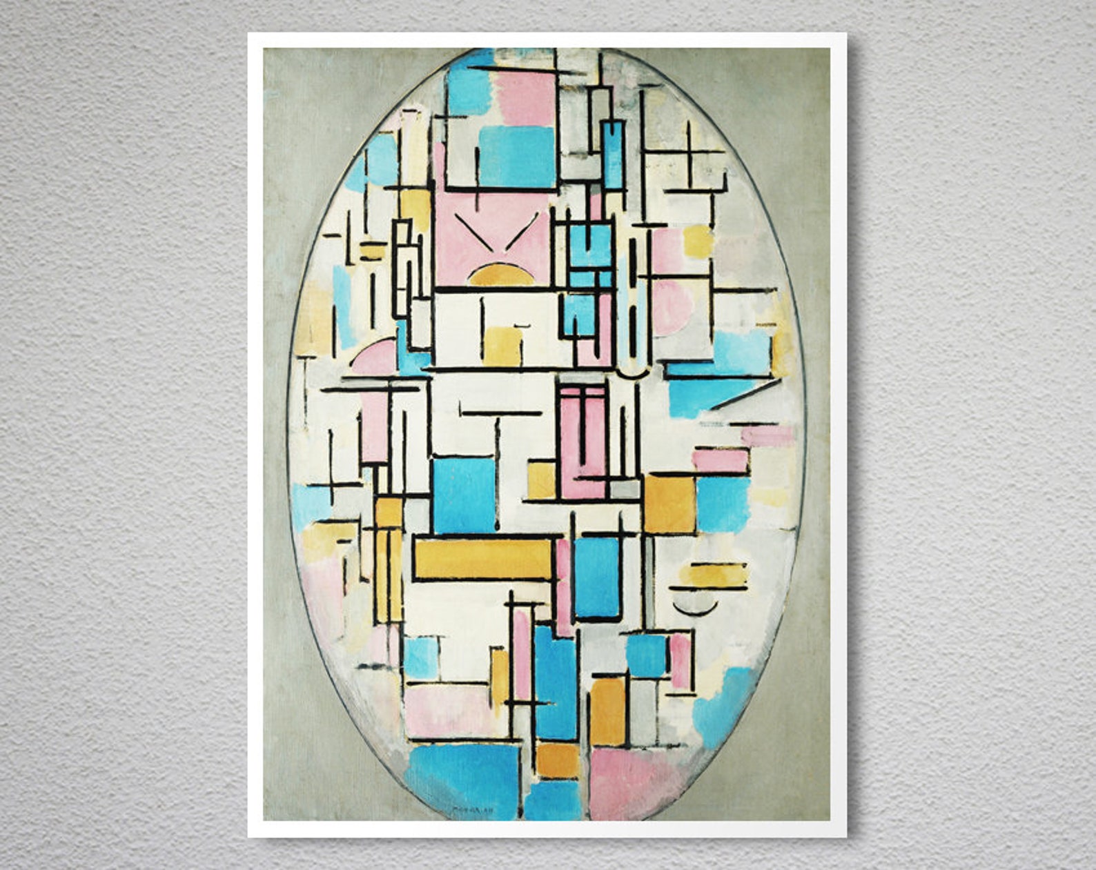 Composition in Oval With Color Planes by Piet Mondrian Fine | Etsy