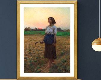 Impresión artística de Jules Breton "El canto de la alondra": pintura figurativa para decoración de pared