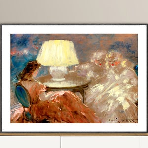 Sous La Lampe  by Louis Icart  Fine Art Print  - Poster Paper or Canvas Print / Gift Idea / Wall Decor
