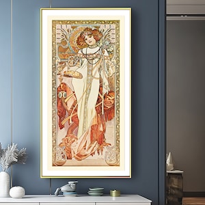 L'Automne de Alphonse Mucha, Impresión de Bellas Artes, Cartel Vintage, Arte de pared de mujer, Obra de arte de otoño, Decoración figurativa, Cartel Art Nouveau