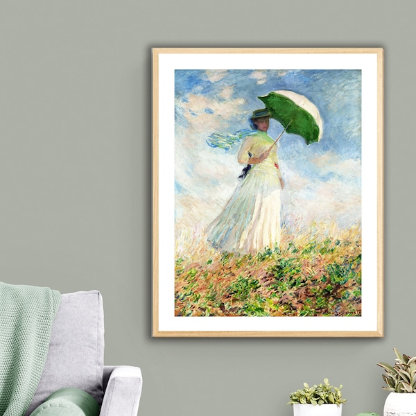 Woman with a Parasol Turned to the Right by Claude Monet Fine Art Print - Poster Paper or Canvas Print / Wall Decor