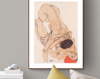 Egon Schiele Lesbian Lovers Fine Art Print: Figurative Wall Decor