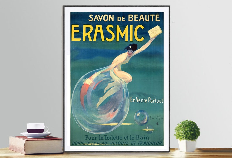 Savon de Beaute Erasmic Vintage Poster by Jean d'Ylen Fine Art Print Poster Paper or Canvas Print / Gift Idea / Wall Decor image 1