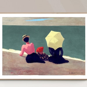 Plage a Etretat (Sur la Plage) por Felix Vallotton Impressão de belas artes - Papel de pôster ou impressão em tela / Idéia de presente / Decoração de parede