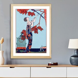 George Barbier Art Nouveau Print: L'Oiseau Volage affiche vintage image 2