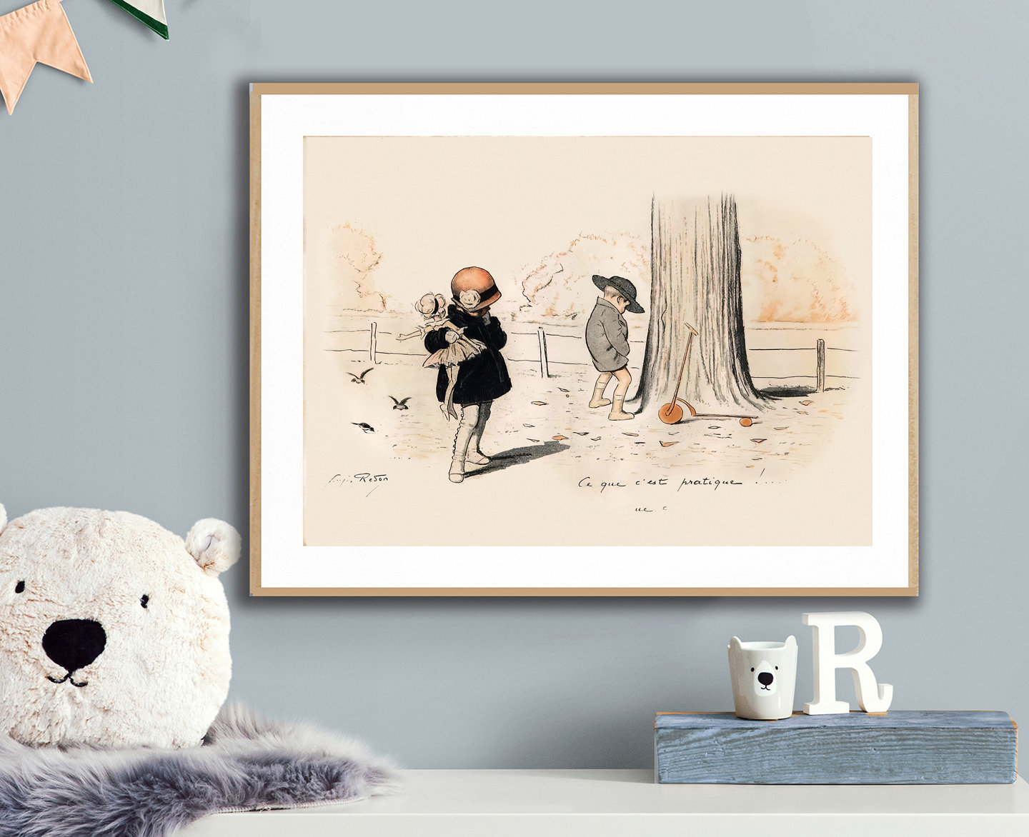 Ce Que C'est Pratique  Vintage Poster by George Redon Fine Art Print - Nursery Art, Nursery Decor, Gift Idea / Nursery Wall Art