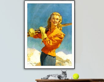 Skiing by Mcclelland Barclay Fine Art Print - Poster Paper or Canvas Print / Gift Idea / Wall Decor