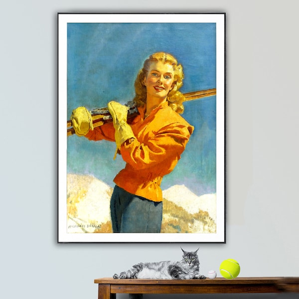 Skiing by Mcclelland Barclay Fine Art Print - Poster Paper or Canvas Print / Gift Idea / Wall Decor