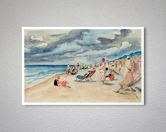 La Plage De Deauville By Henri Lebasque Fine Art Print Poster Paper Sticker Or Canvas Print Christmas Gift