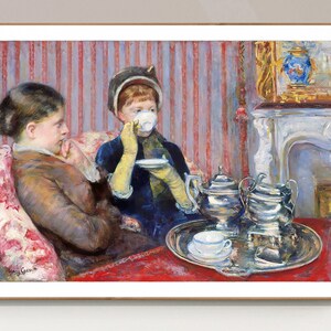 A Cup of Tea by Mary Cassatt Fine Art Poster, Figurative Art, Food&Drink Wall Art, Living Room Décor, Interior Scene Theme