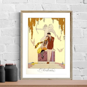 L'Automne de George Barbier Vintage Poster - Lovers Wall Art, Autumn Poster, Figurative Art, Art Nouveau Poster