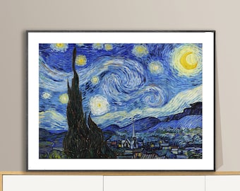 星月夜 - ヴィンセント・ヴァン・ゴッホの手描きの油絵の複製、糸杉と