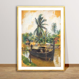 Jonques and Cocotiers  by Victor Tardieu Fine Art Print - Poster Paper or Canvas Print / Wall Decor
