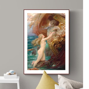 A Deep Sea Idyll by Herbert James Draper Fine Art Print - Mythological Painting, Figurative Artwork, Fantasy Poster