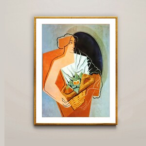 Donna con cesto di Juan Gris Fine Art Print - Carta per poster o stampa su tela / Idea regalo / Decorazione da parete