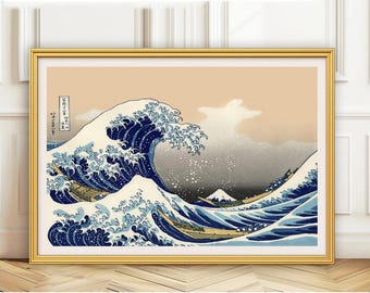Vase Décoratif Silhouette SDA39 - Estampe La Vague De Hokusai Kanagawa - 22 Cm - Japon