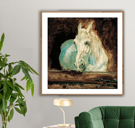 ロートレック「白い馬」ファインアートプリント：馬の絵画の壁飾り