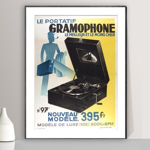 Le Portatif Gramophone Vintage Poster - Poster Paper or Canvas Print / Gift Idea / Wall Decor