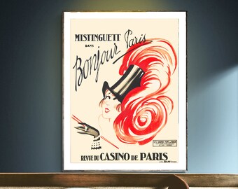 Mistinguett Bonjour Paris Poster: Vintage Casino de Paris Print